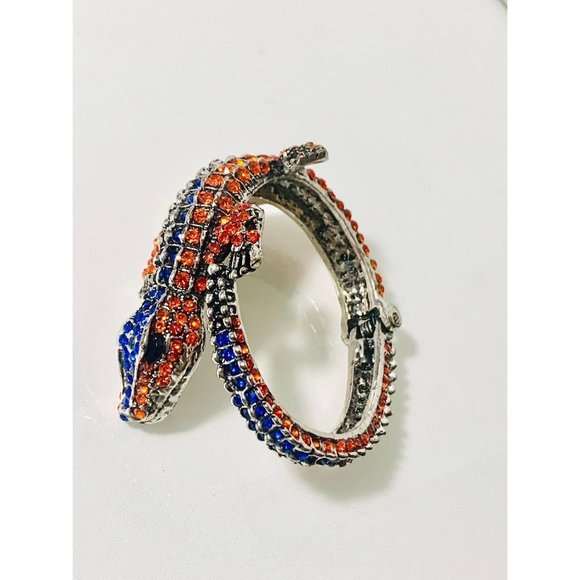 Rhinestone Crocodile Hinged Bangle Bracelet - Picture 10 of 12